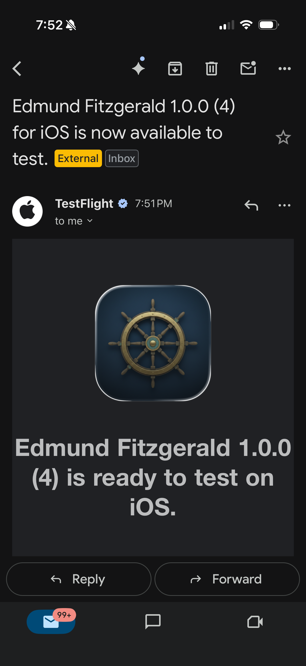 TestFlight app interface